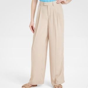 NWT “a new day” fluid wide leg pant in beige (6)